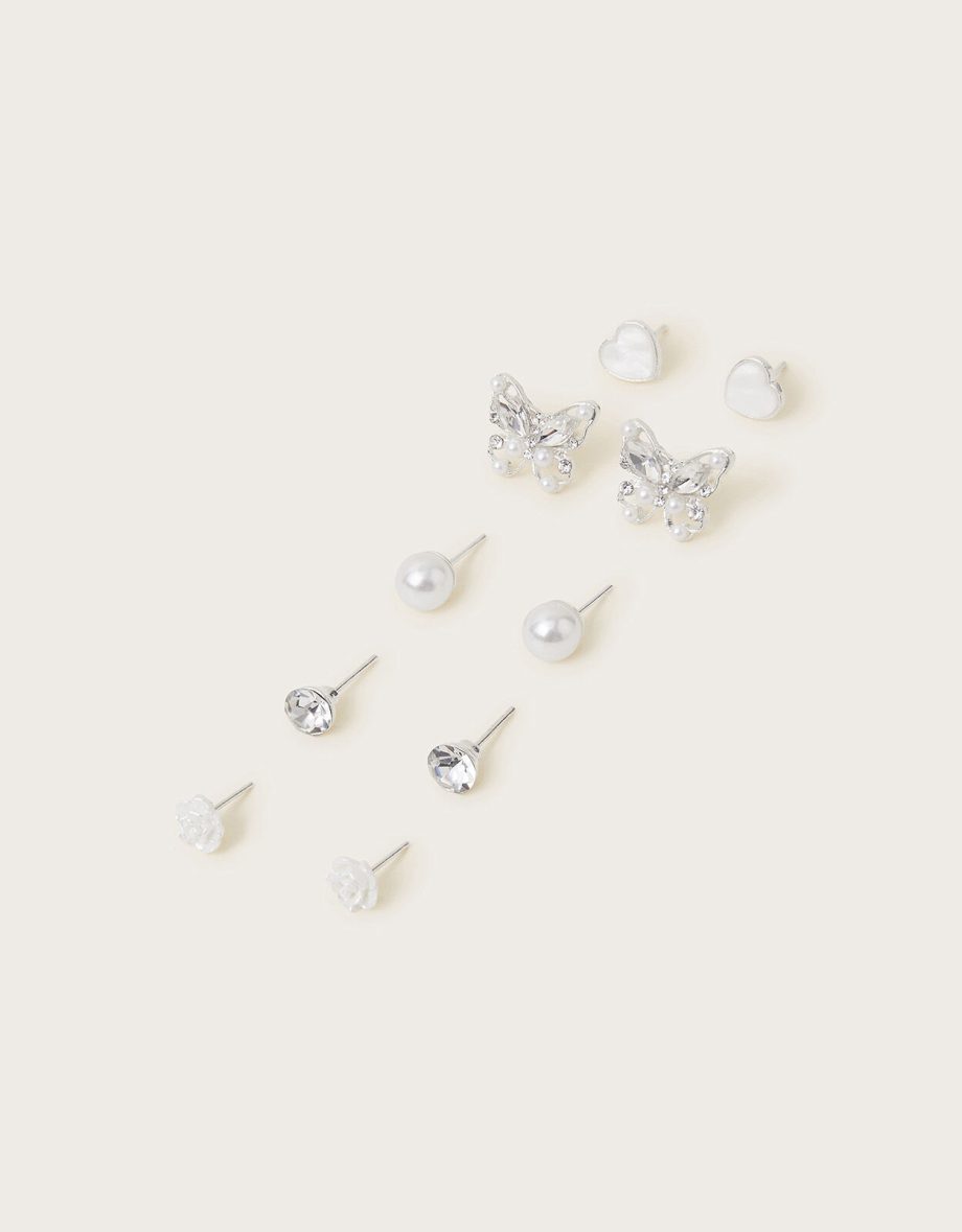 5-pack bridesmaid pearl stud earrings