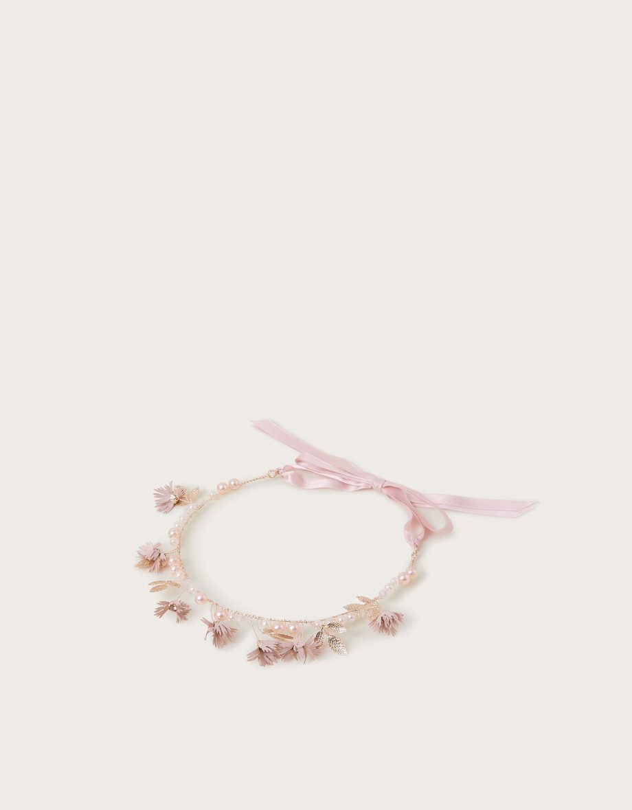 Belle flower garland headband pink