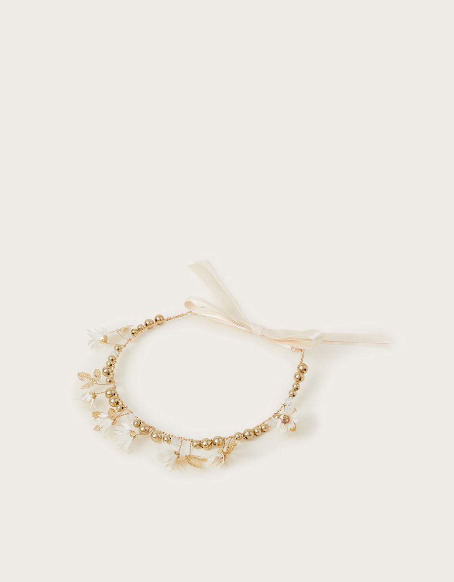 Belle flower garland headband ivory