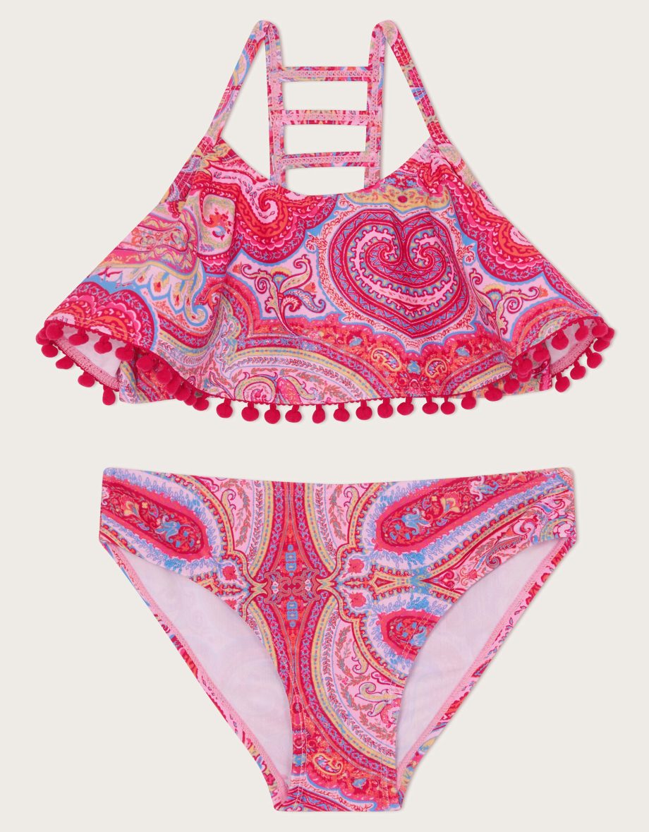 Paisley frill bikini set orange