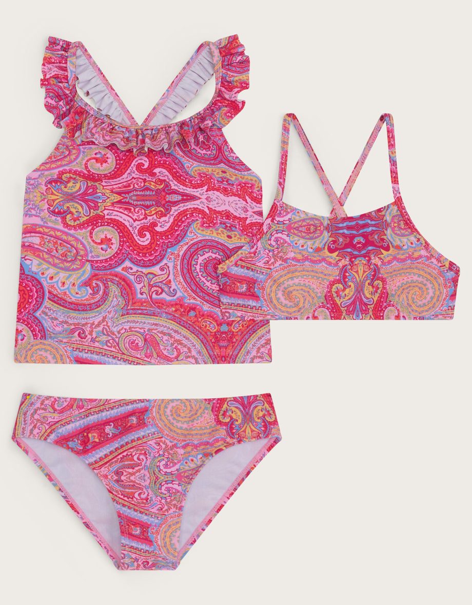 3-Piece Paisley Swim Set Orange