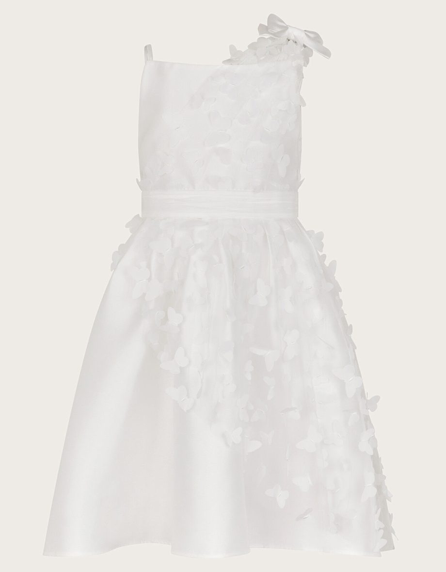 Laurena asymmetrical 3d butterfly dress ivory