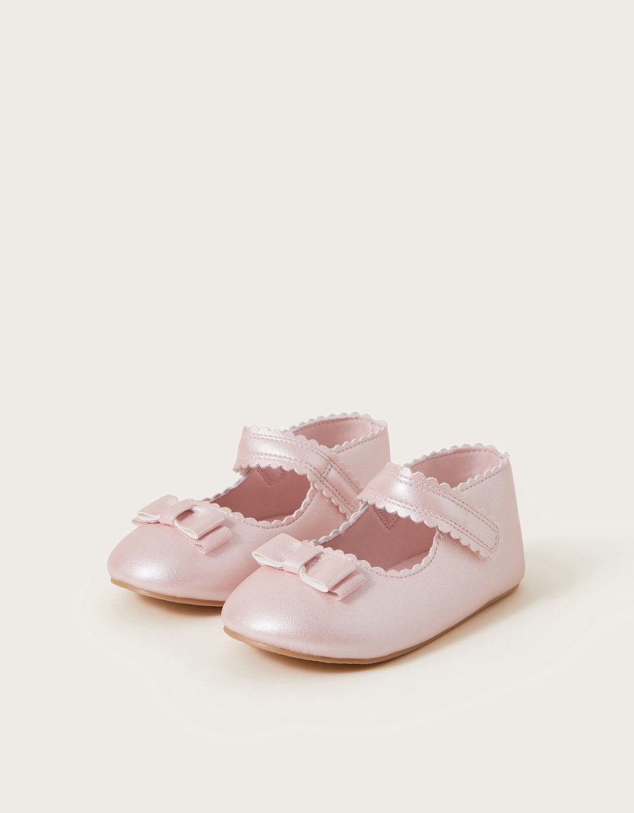 Baby Shimmer Bow Walker Shoes Pink