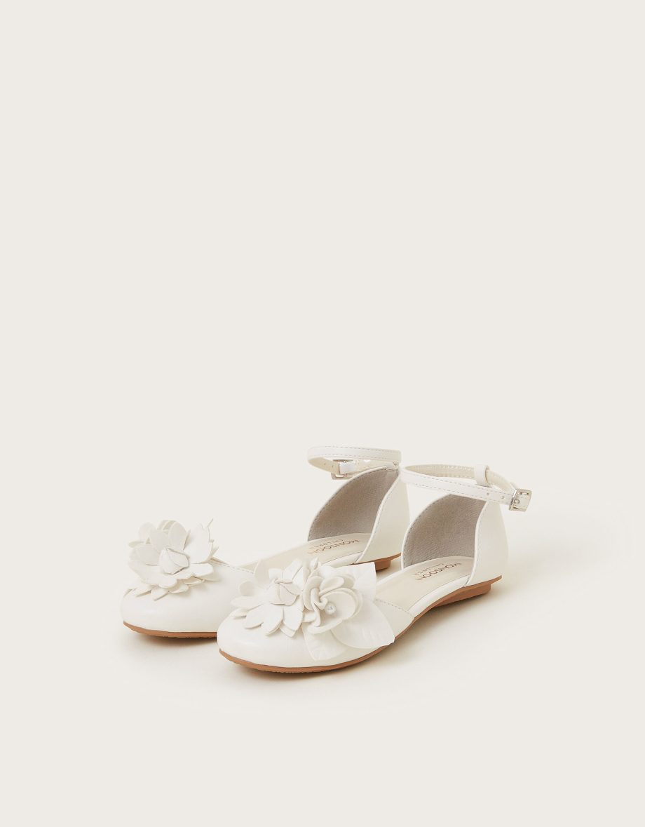 Flower ballerina flats ivory