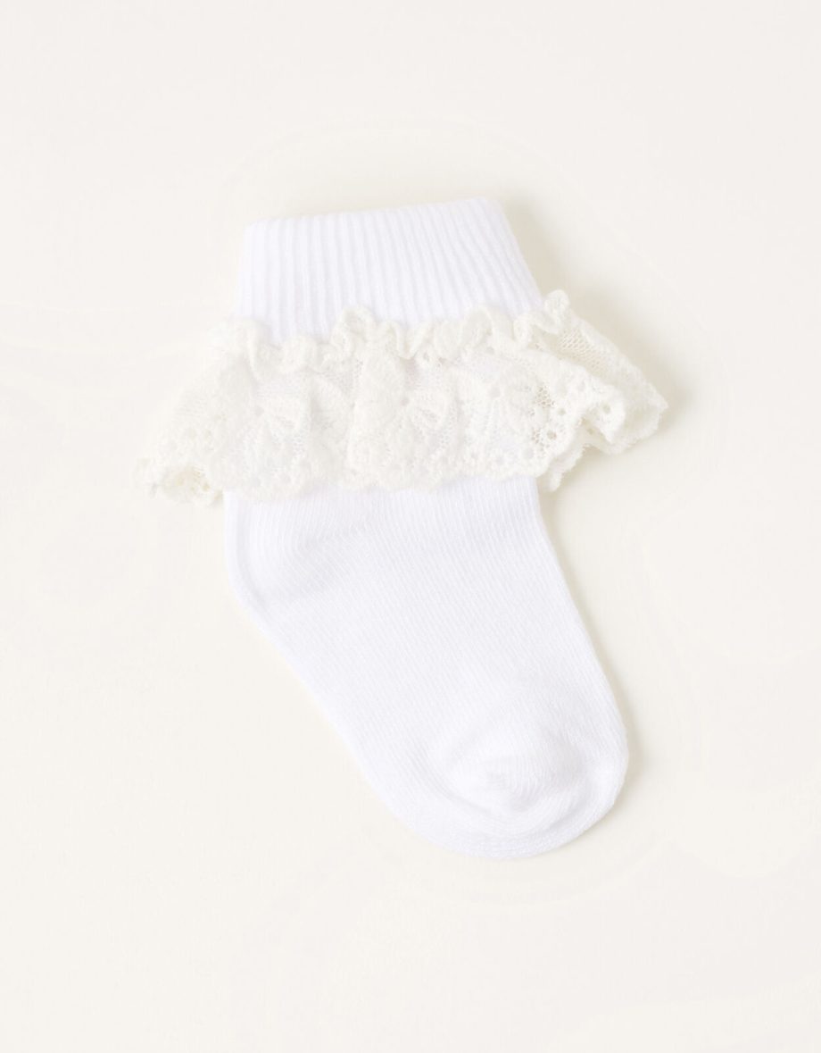 Baby flower lace socks white