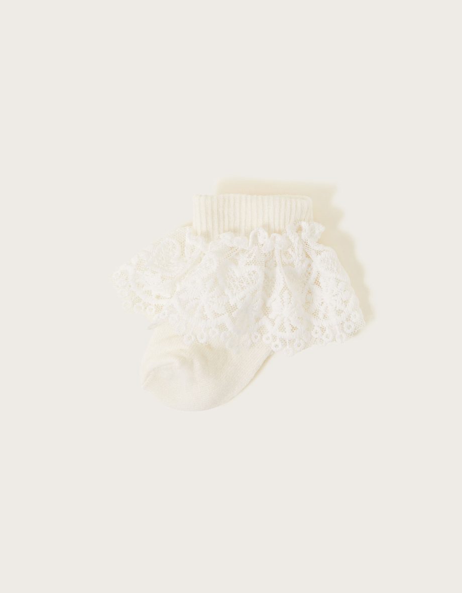 Baby heart lace socks ivory