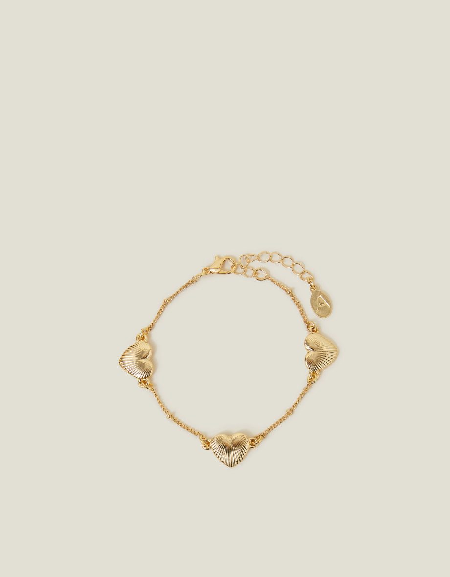 RIBBED HEART CHAIN BRACELET