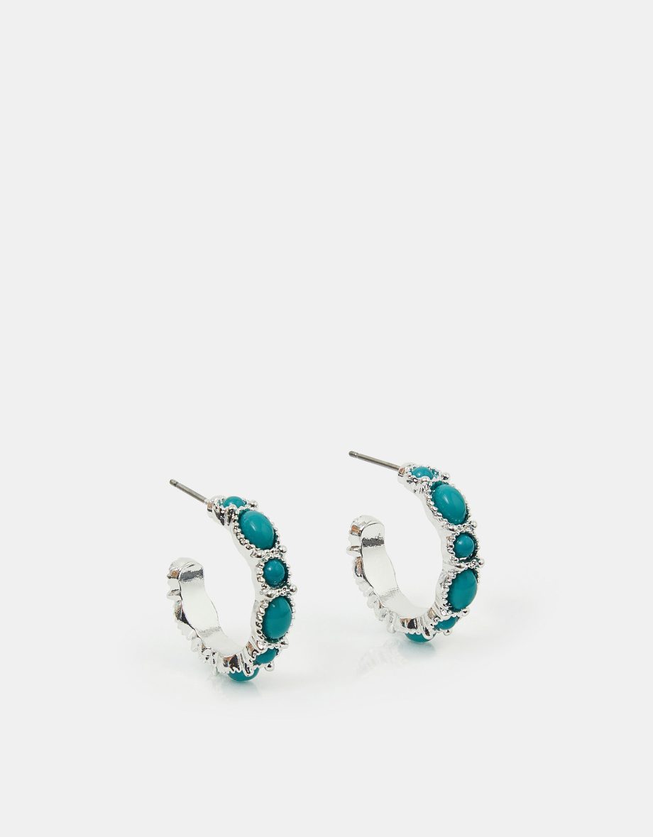 ECLECTIC STONE HOOP EARRINGS