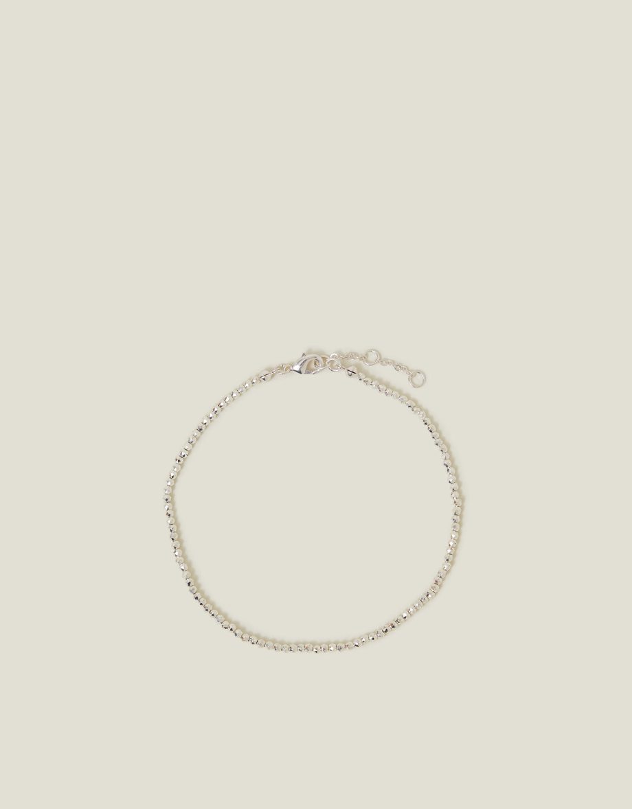 STERLING SILVER-PLATED BEADED ANKLET