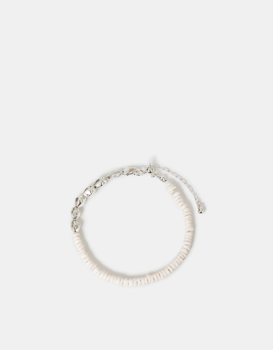 STERLING SILVER-PLATED SHELL BEADED BRACELET