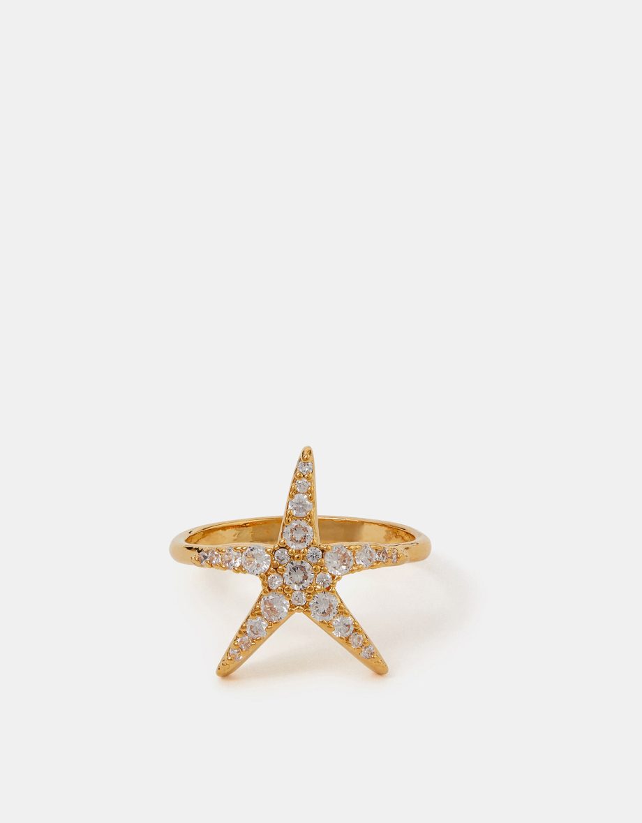14CT GOLD-PLATED STARFISH RING GOLD