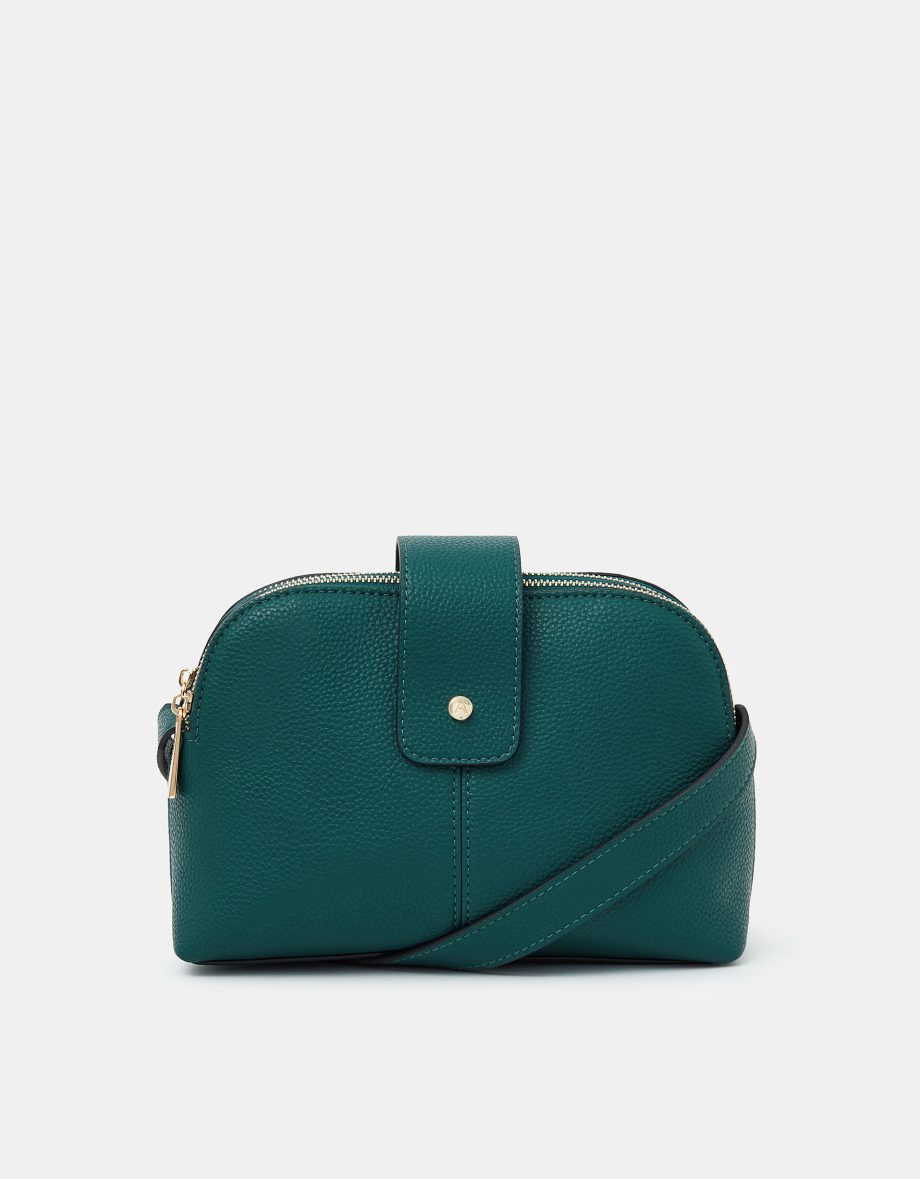 DOUBLE-ZIP CROSS BODY BAG TEAL