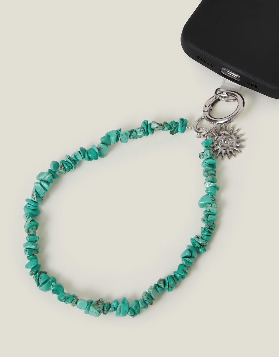 SUN CHARM STONE PHONE WRIST STRAP TURQUOISE