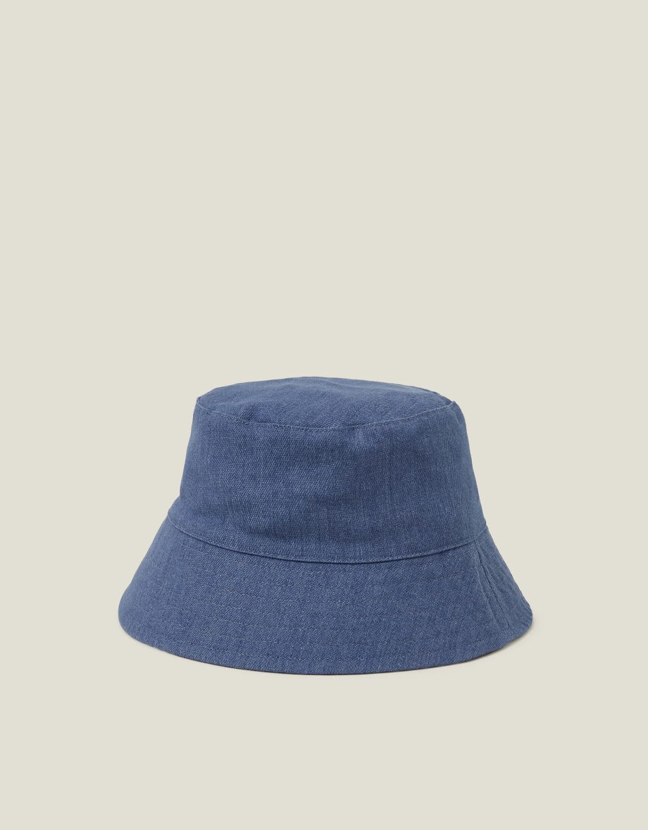 Reversible Denim Gingham Bucket Hat