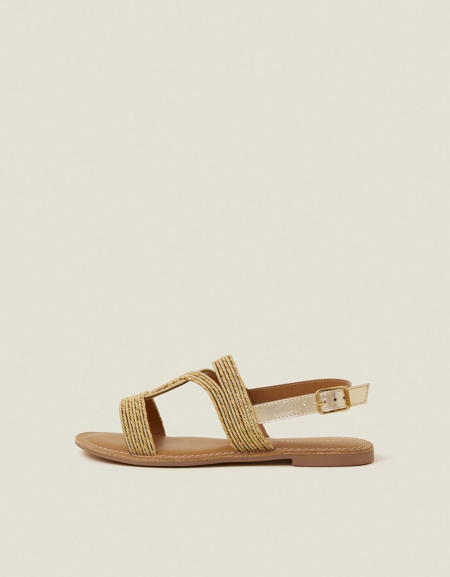 RAFFIA LOOP STRAPPY SANDALS GOLD GOLD