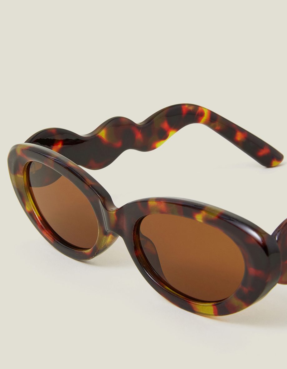 Tortoiseshell Wavy Oval Sunglasses