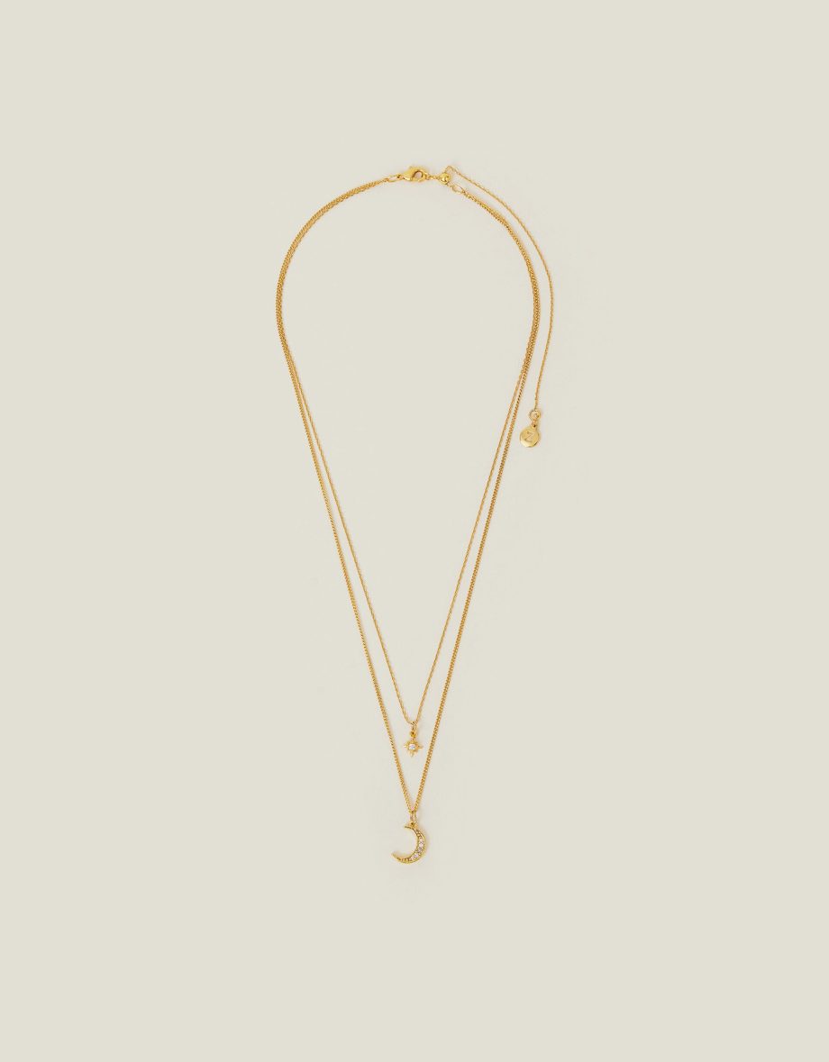 14CT GOLD-PLATED CELESTIAL PENDANT LAYERED NECKLACE