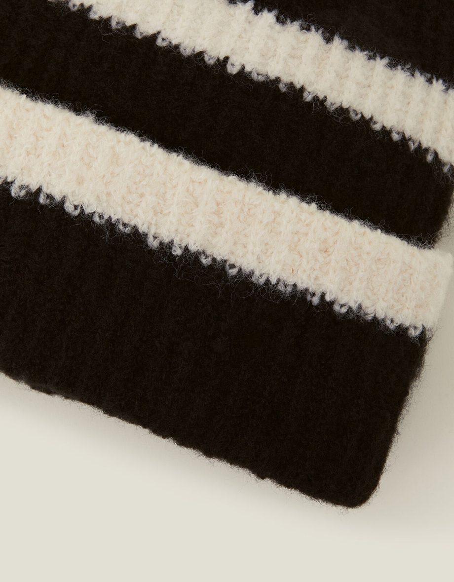 STRIPE RIB KNIT BEANIE HAT