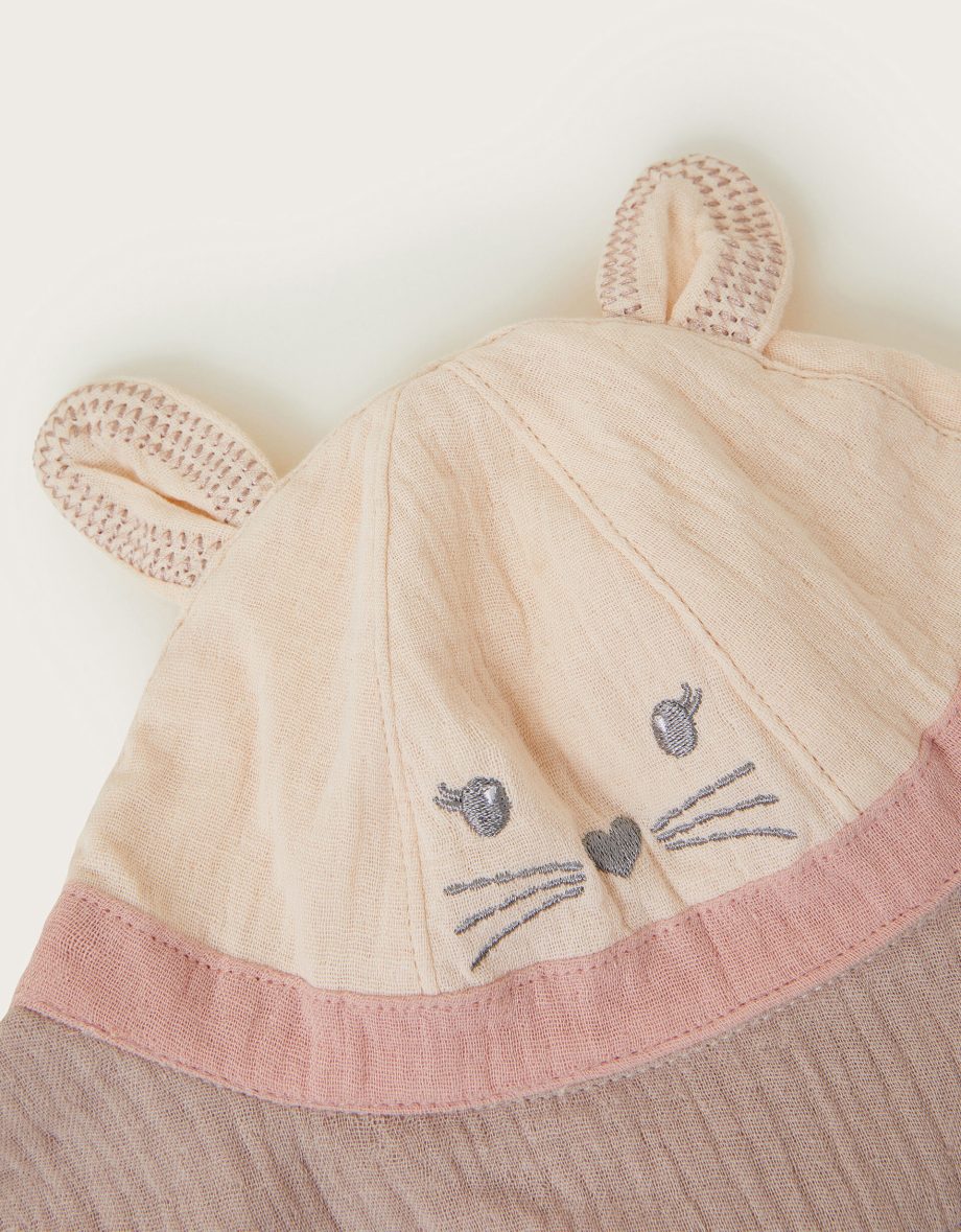 Baby bunny cotton bucket hat pink