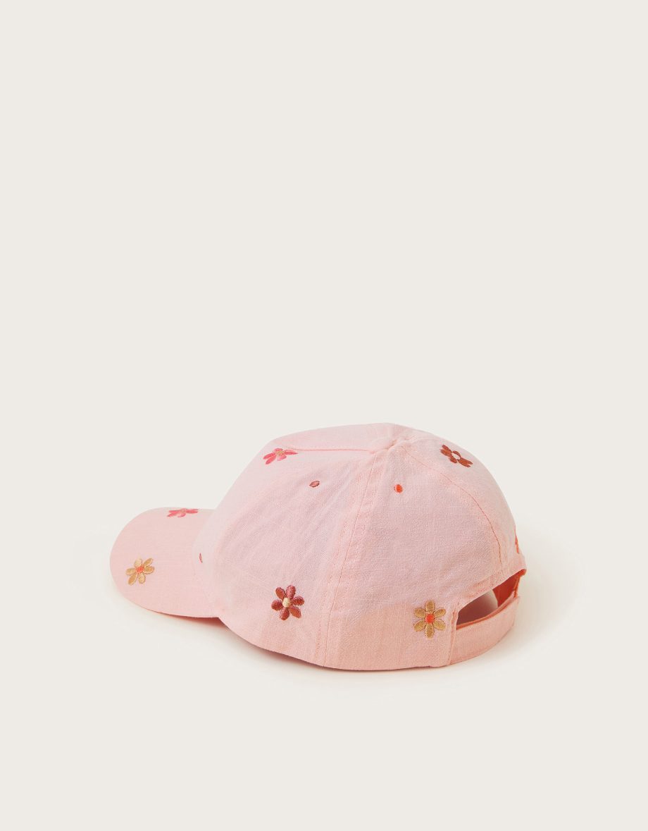 Floral embroidered cap pink