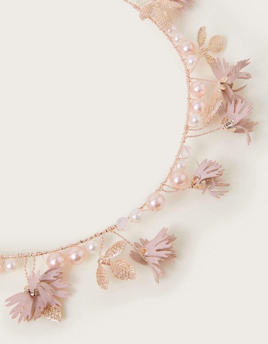 Belle flower garland headband pink