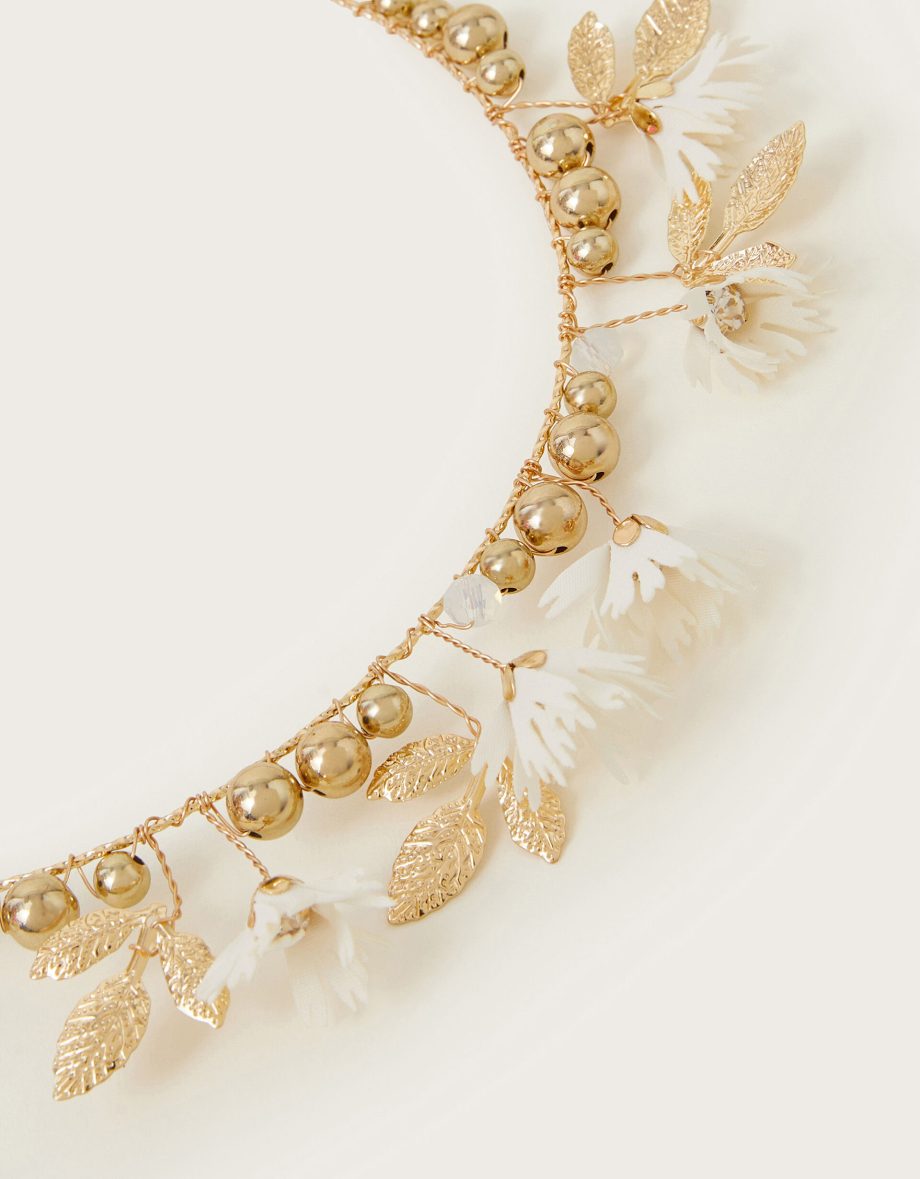 Belle flower garland headband ivory