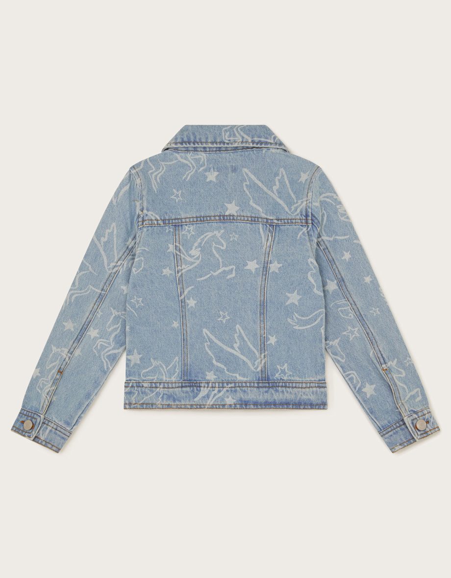 Unicorn Rhinestone Denim Jacket Blue