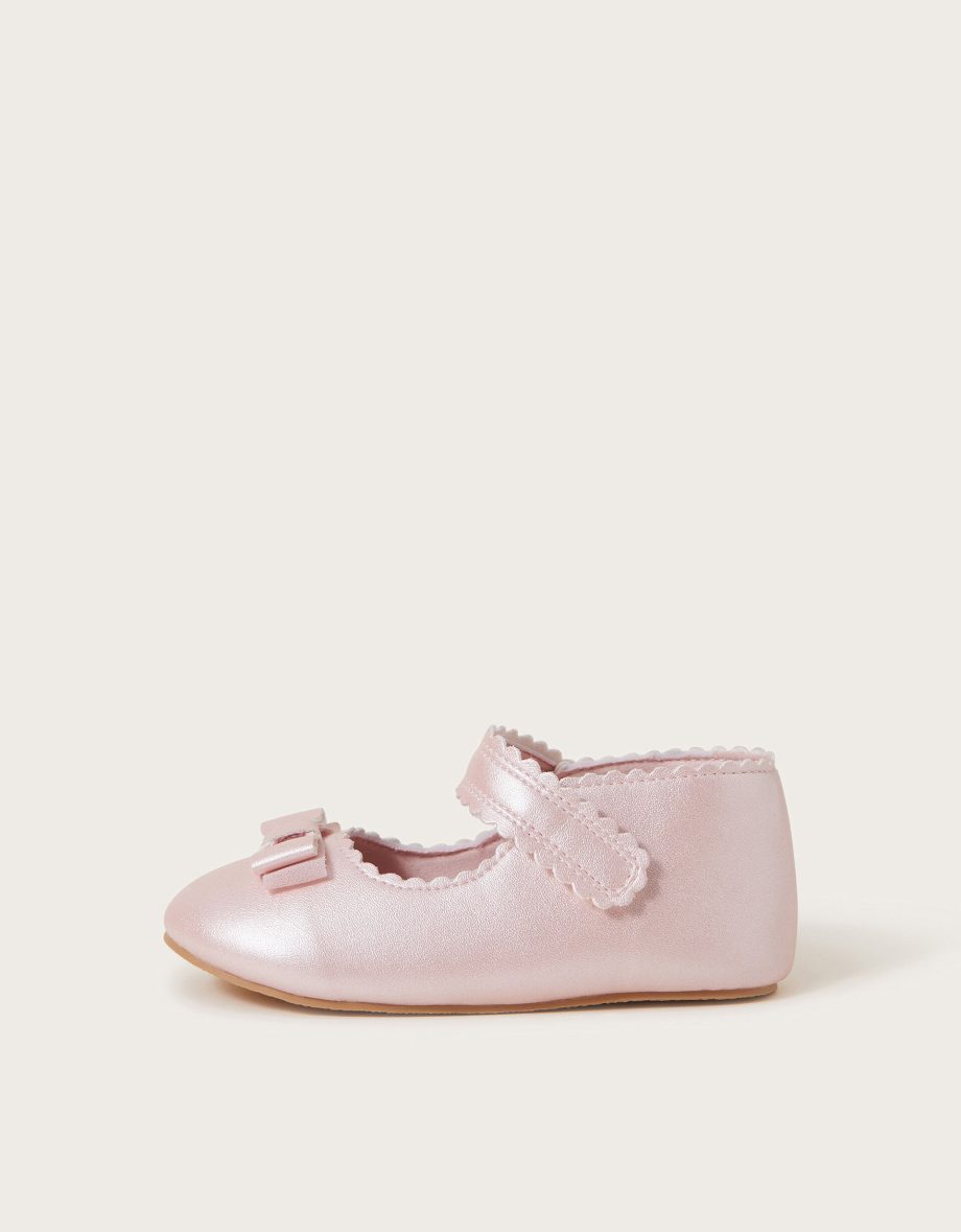 Baby Shimmer Bow Walker Shoes Pink