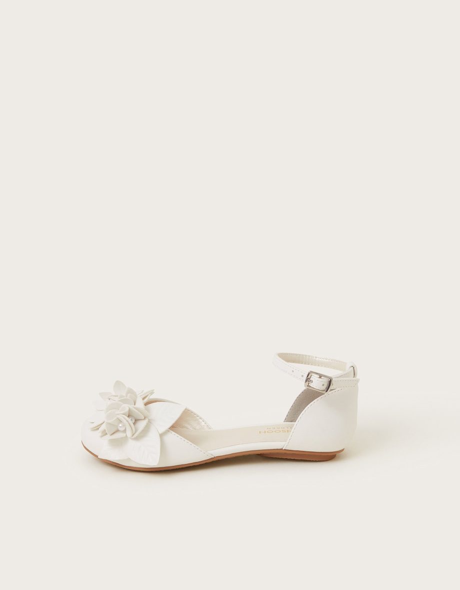 Flower ballerina flats ivory