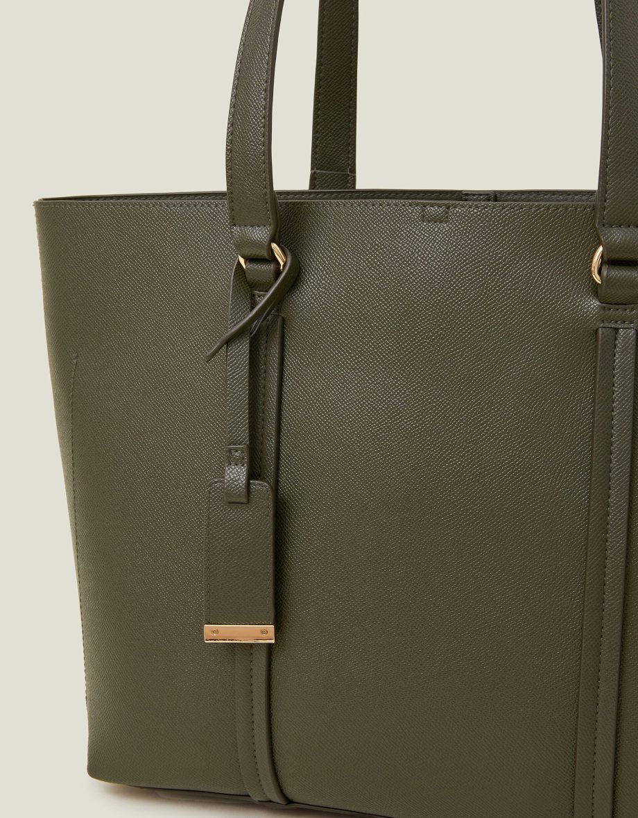 Faux Leather Tote Bag Green