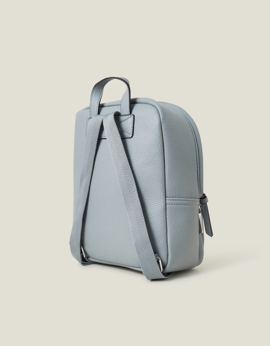 SMALL PLAIN FAUX LEATHER BACKPACK BLUE