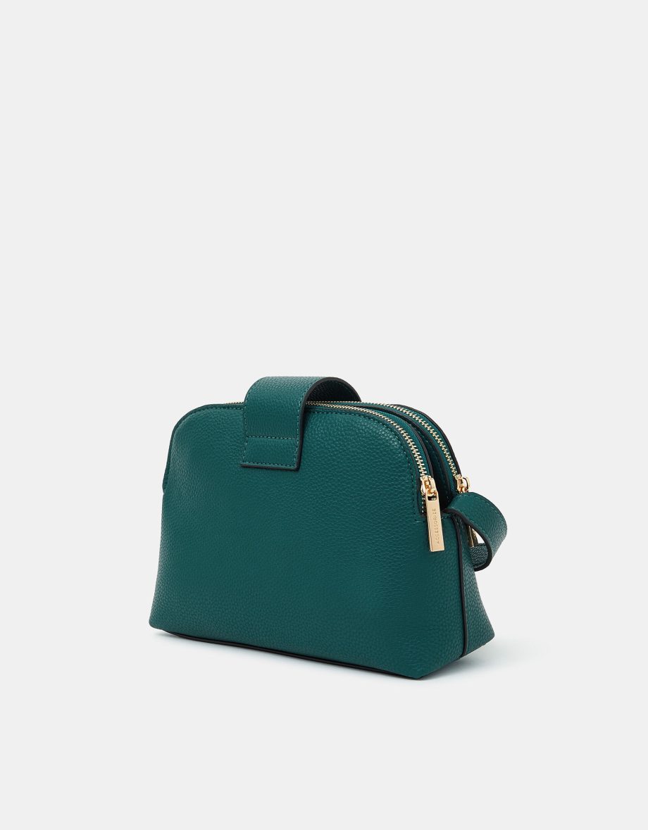 DOUBLE-ZIP CROSS BODY BAG TEAL