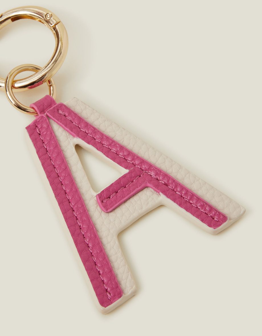 INITIAL COLOUR BLOCK KEYRING PINK