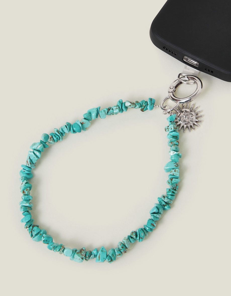 SUN CHARM STONE PHONE WRIST STRAP TURQUOISE