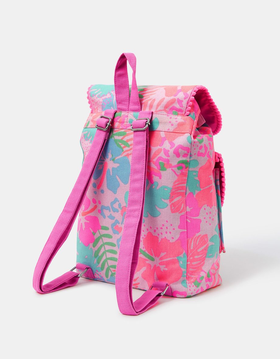 GIRLS TROPICAL PRINT CANVAS BACKPACK