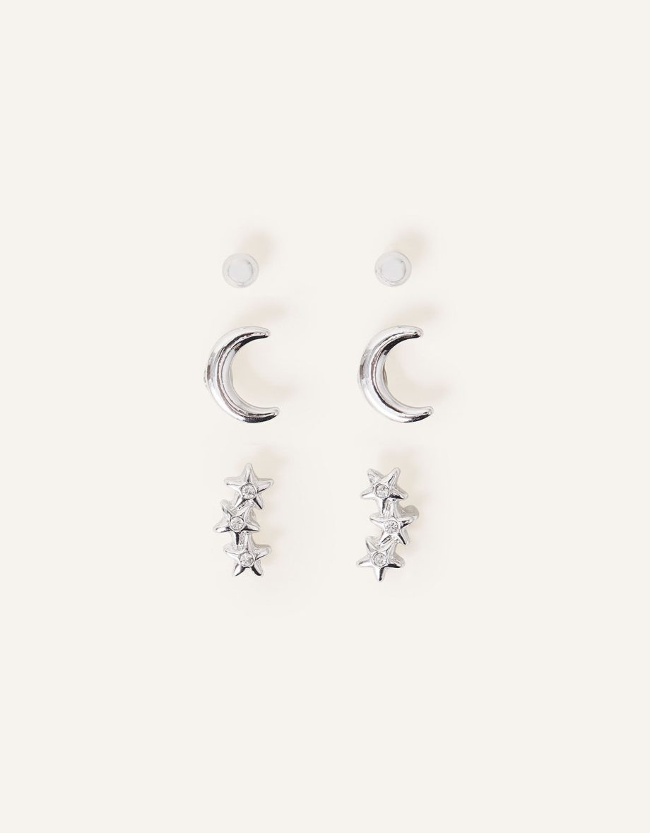 STAR MOON STUD SET OF THREE