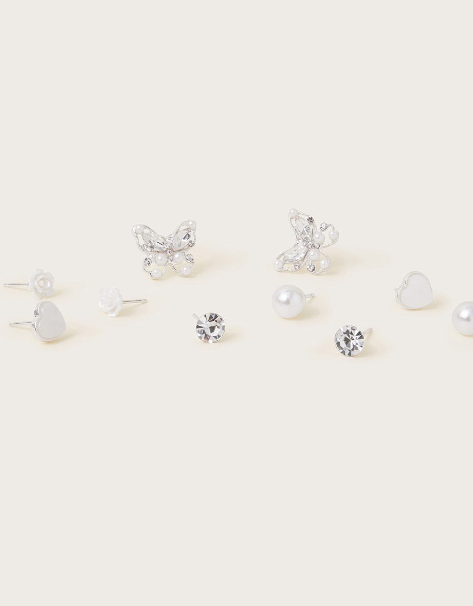 5-pack bridesmaid pearl stud earrings