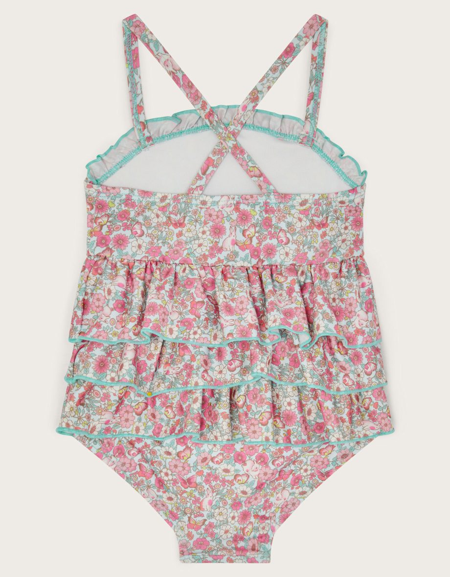 Baby Ditsy Floral Frilly Swimsuit Pink