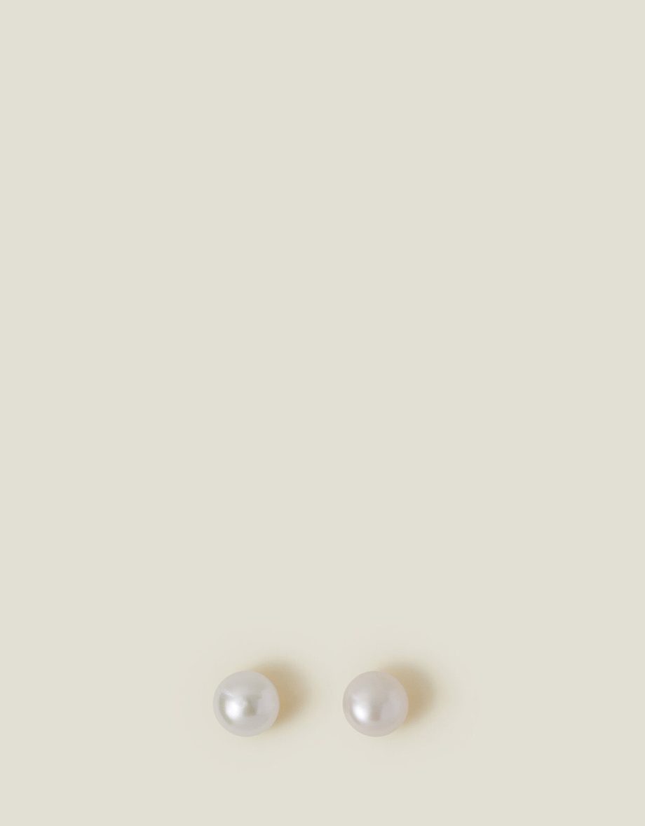 STERLING SILVER-PLATED FRESHWATER PEARL STUDS