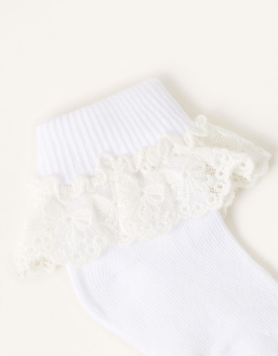 Baby flower lace socks white