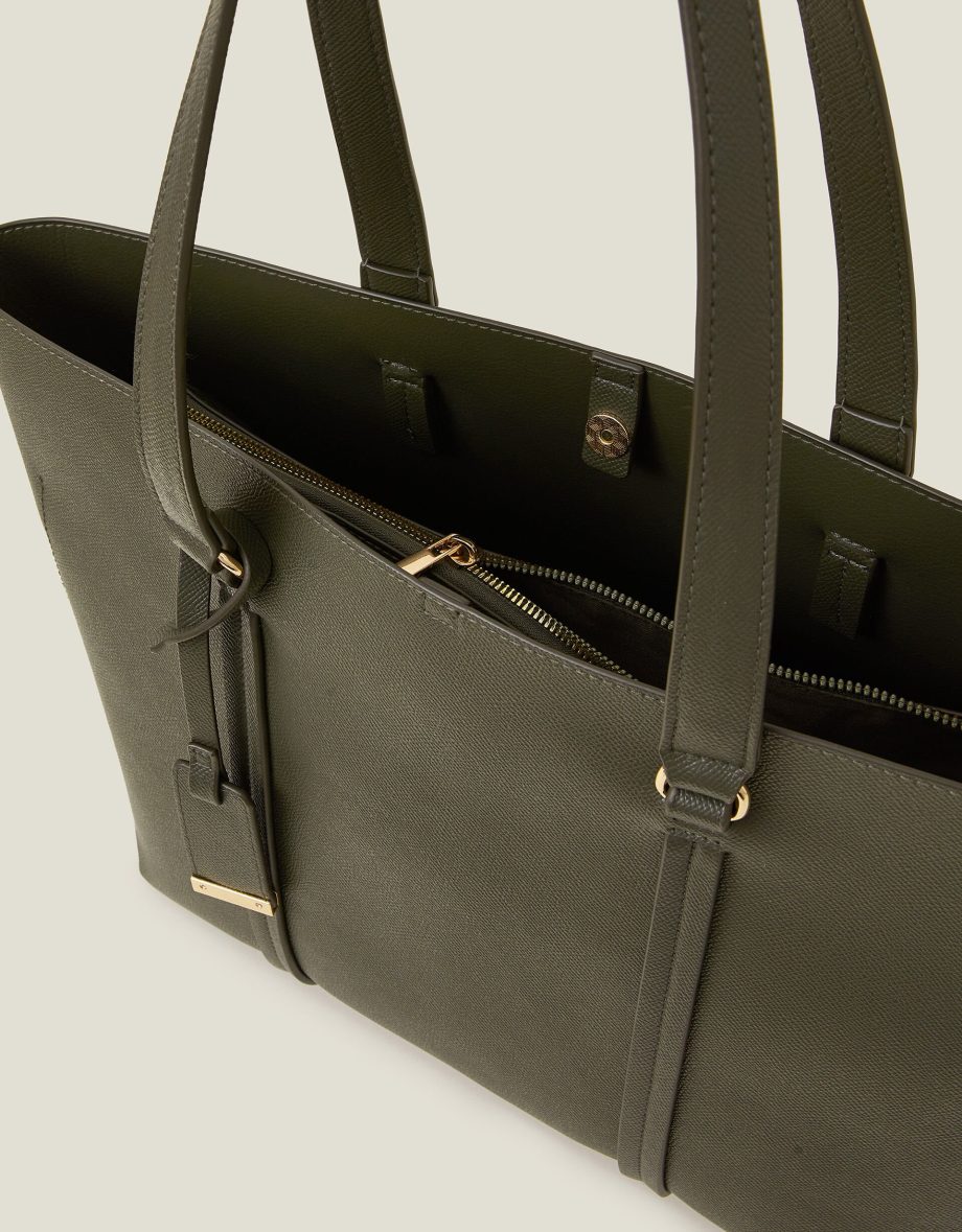 Faux Leather Tote Bag Green