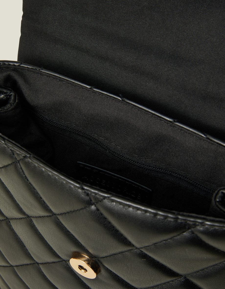 Small Quilted Faux Leather Backpack Black