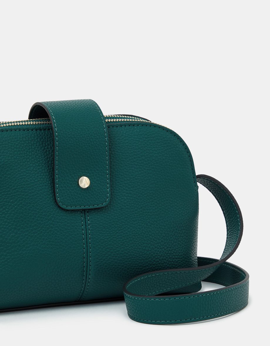 DOUBLE-ZIP CROSS BODY BAG TEAL