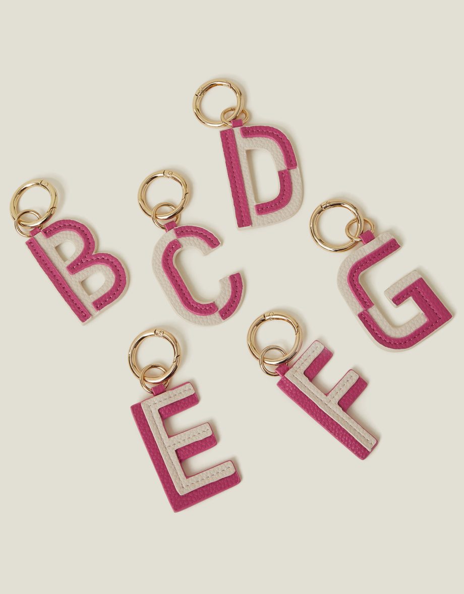 INITIAL COLOUR BLOCK KEYRING PINK