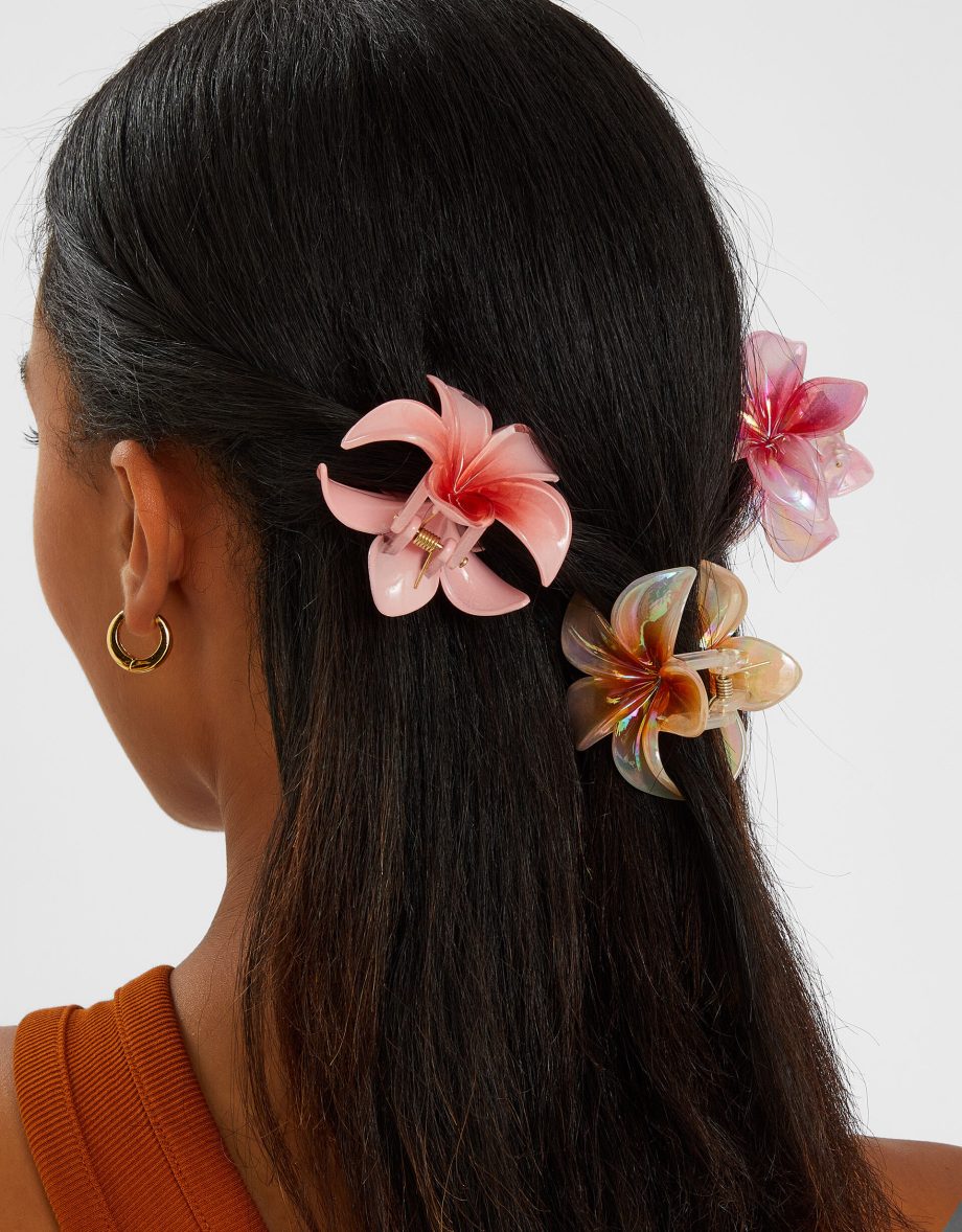 3-Pack Tropical Flower Claw Clips