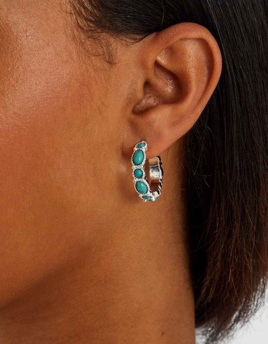 ECLECTIC STONE HOOP EARRINGS