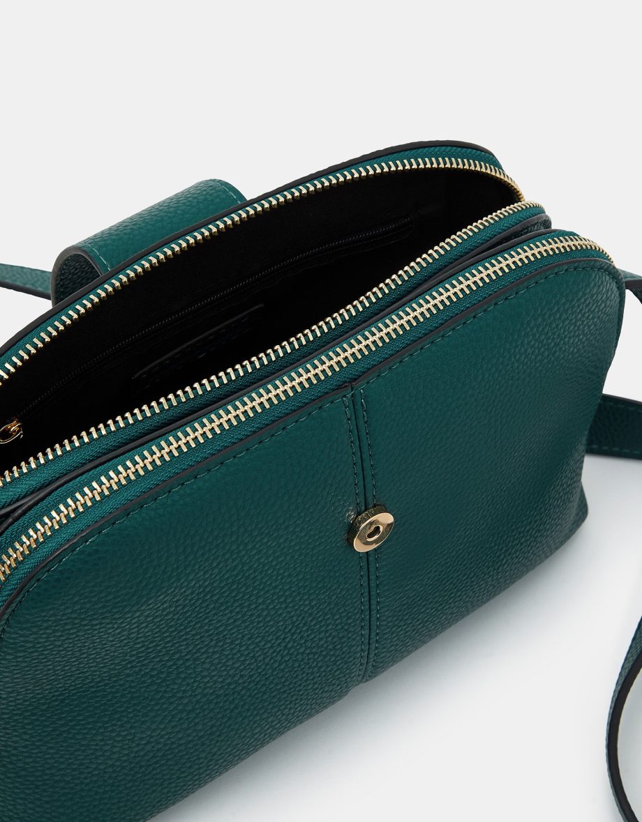 DOUBLE-ZIP CROSS BODY BAG TEAL