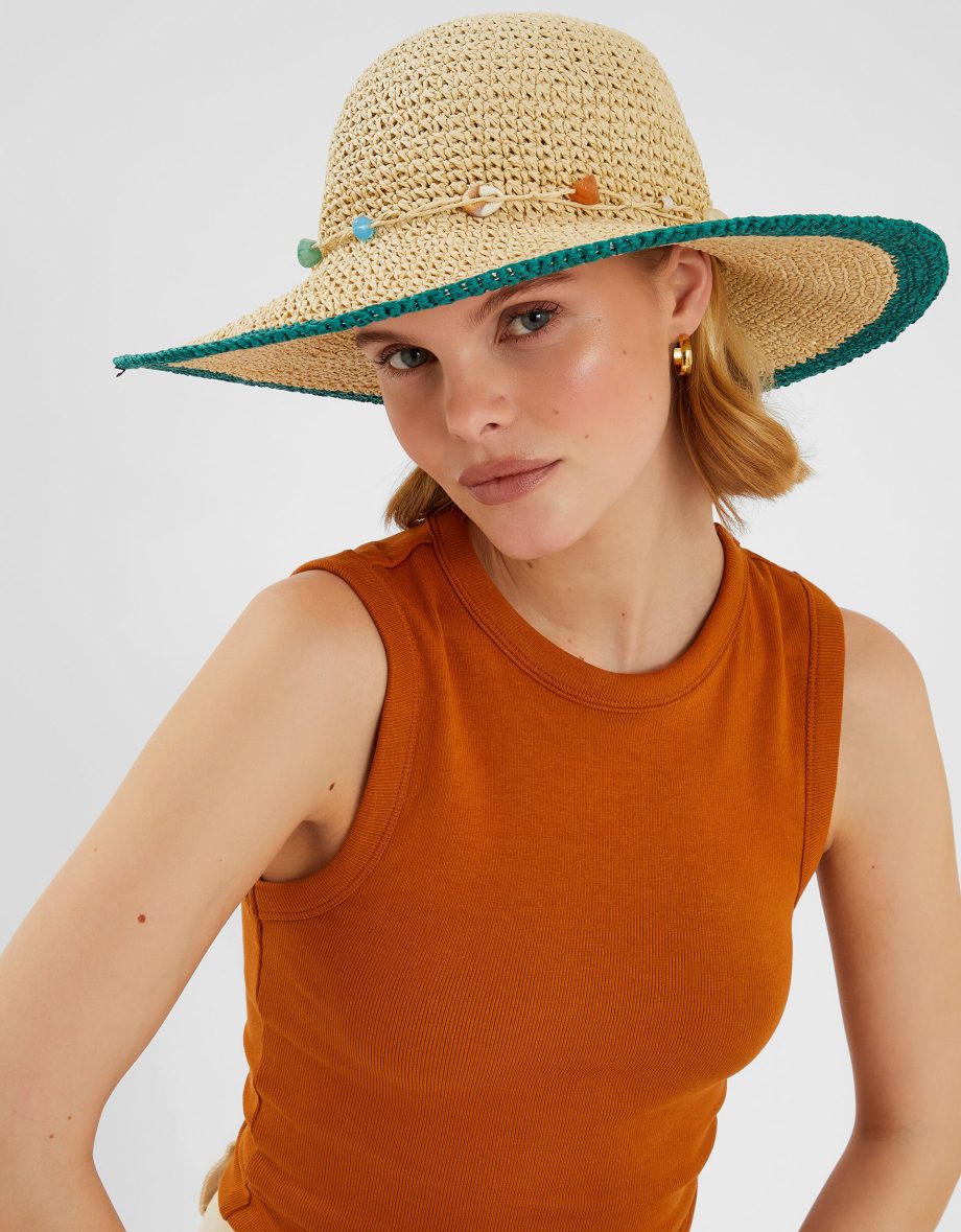 SHELL BEADED FLOPPY HAT