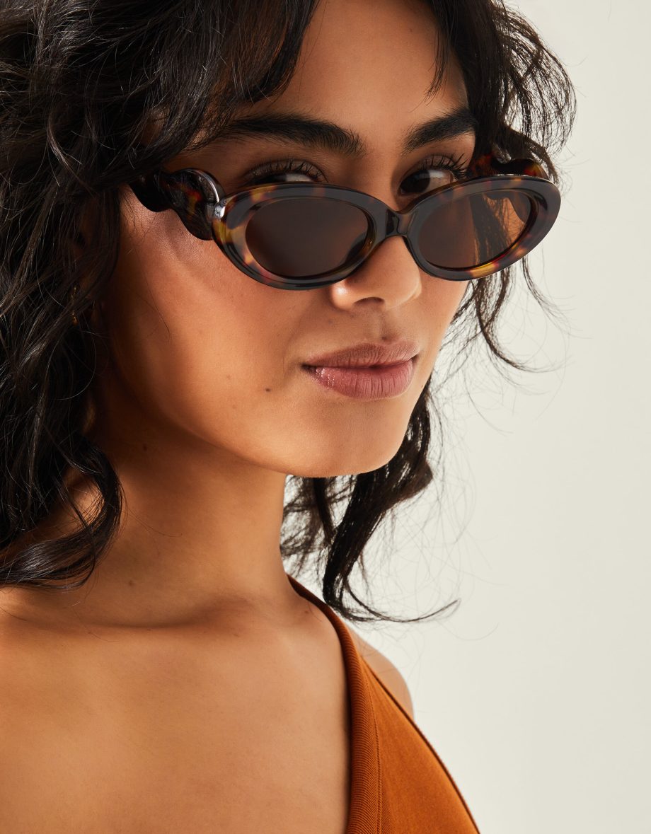 Tortoiseshell Wavy Oval Sunglasses