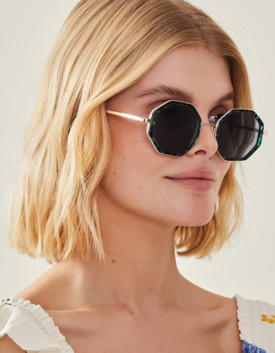 Tortoiseshell Hexagon Sunglasses